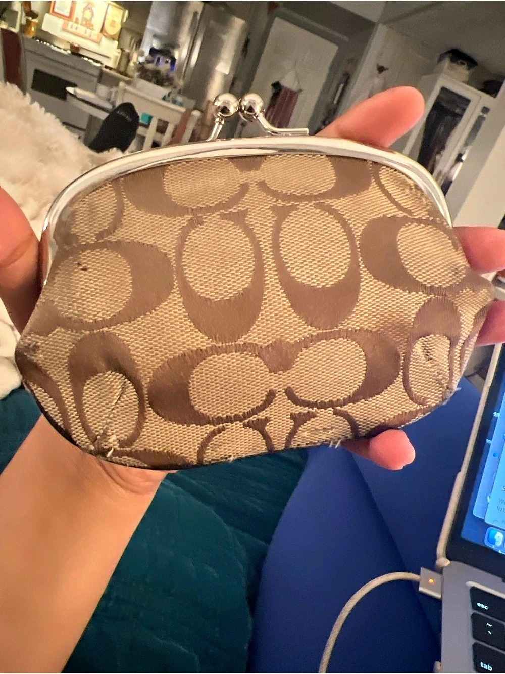✨ Vintage Y2K Coach Signature Heritage Stripe Kisslock Coin Purse ✨